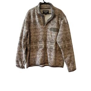 Southern Grit Aztec Fleece 1/4 Snap Pullover Brown Gray White  Men's XL